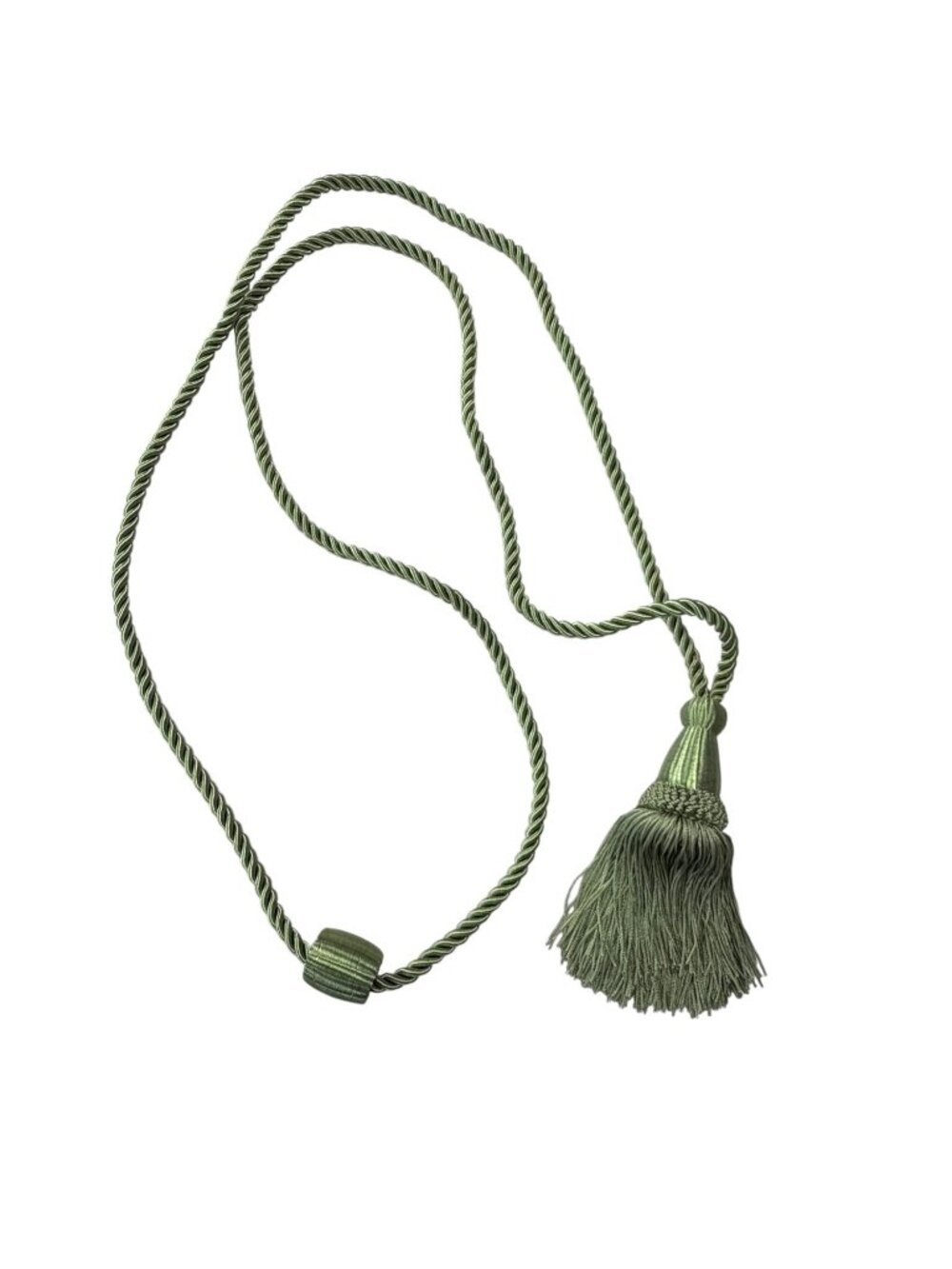Vintage Olive Green Passementerie Tassel Curtain Tieback 45" Drapery Cord